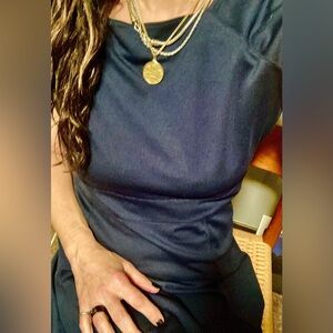 Lands’ End Navy Blue Ponte Fit & Flare Dress